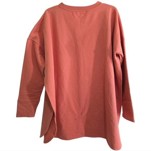 Beaumont Organic Cotton Side Slit Sweatshirt in Rust Large Oversized Fit - Picture 4 of 6